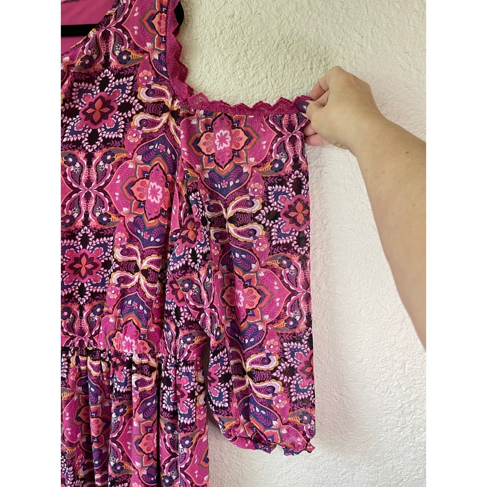 Lane‎ Bryant Pink Purple Paisley Cold Shoulder Garden Party Maxi Dress Size 22 - Picture 4 of 6